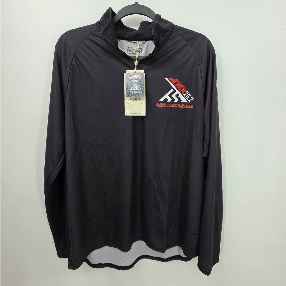 New NWT Recover MCM 26.2 Marine Corps Marathon 1/4 Zip Black Large 2024